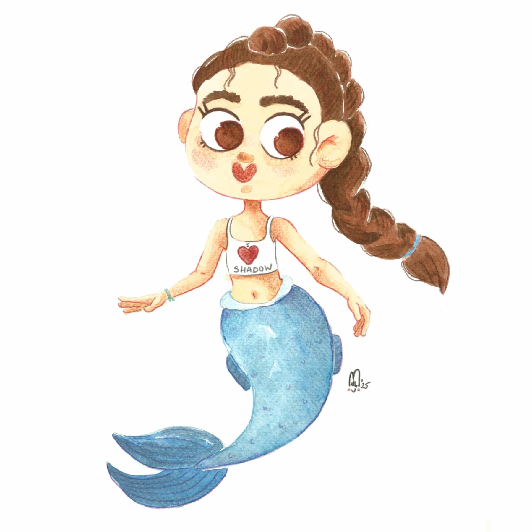 illustration Aquarelle - sirène fillette