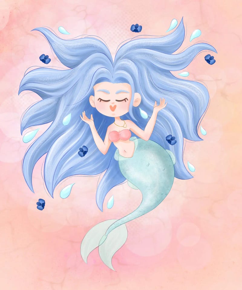 illustration sirène Mermaid Waves